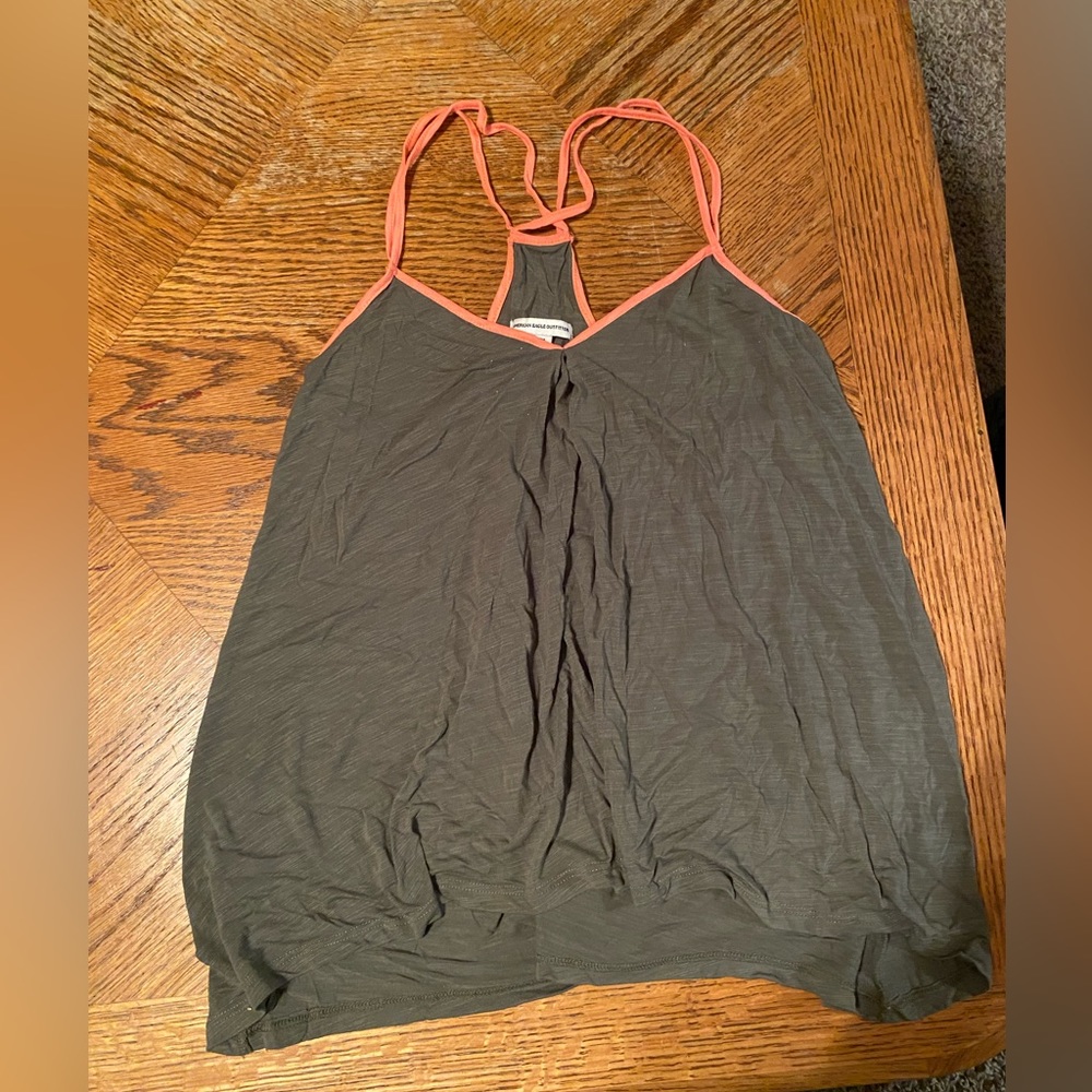 Green and pink flowy tank top medium